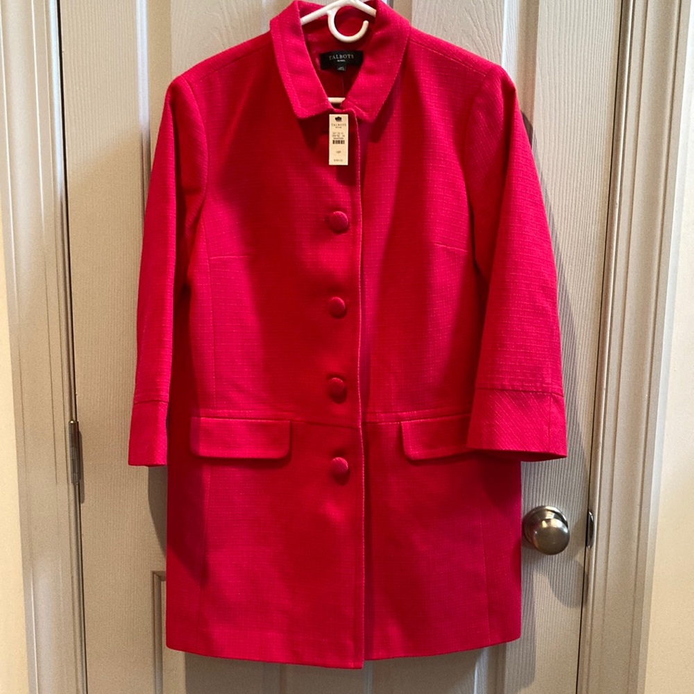 NWT Talbots Pink Coat Mid-Length Classic